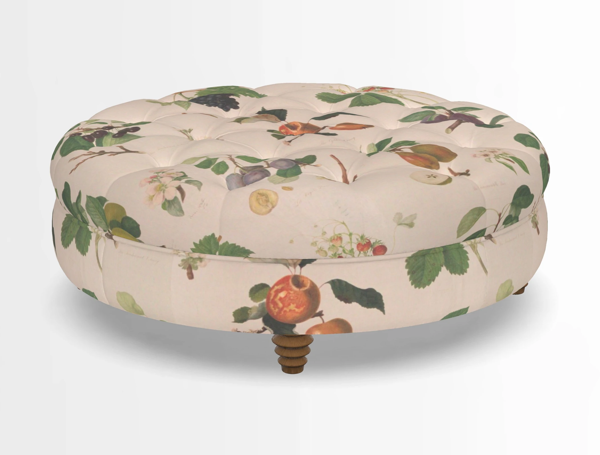 Helmsley Round Footstool in Linwood Omega Velvet Navy