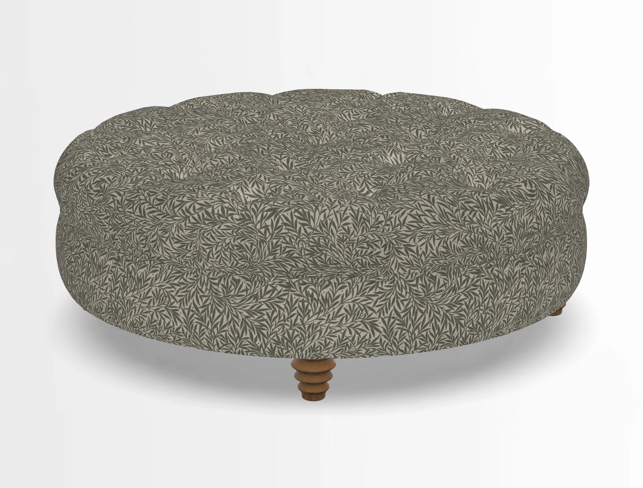 Helmsley Round Footstool in Linwood Omega Velvet Navy