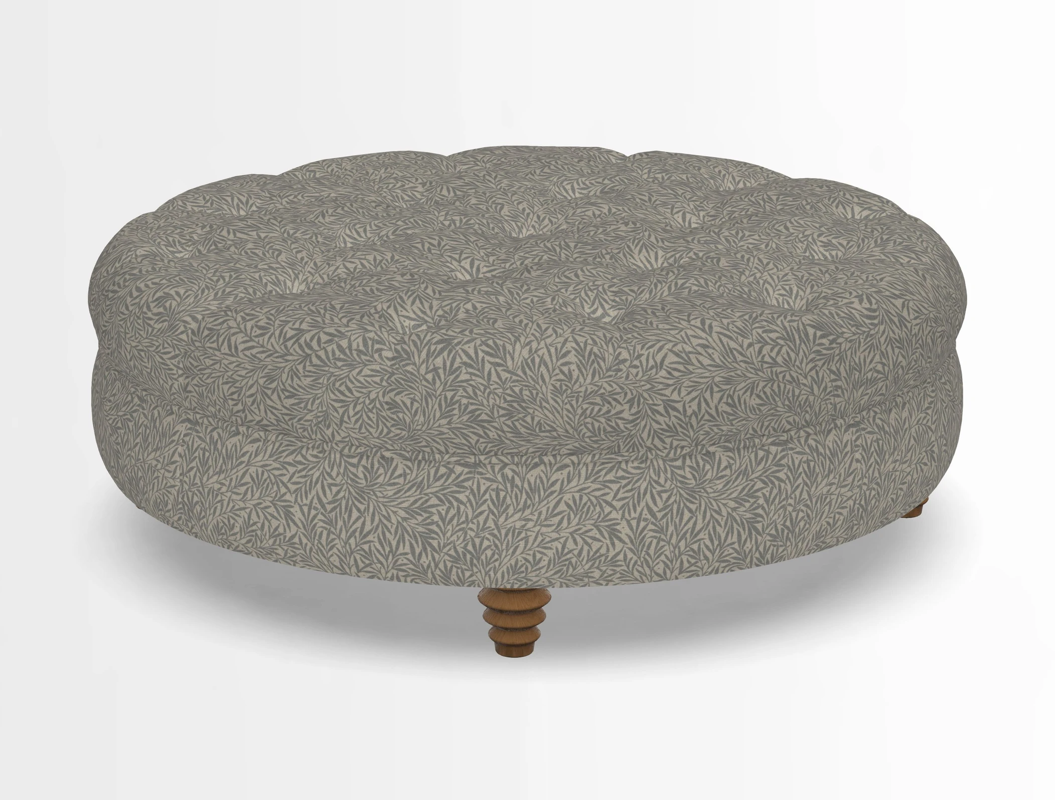 Helmsley Round Footstool in Linwood Omega Velvet Navy