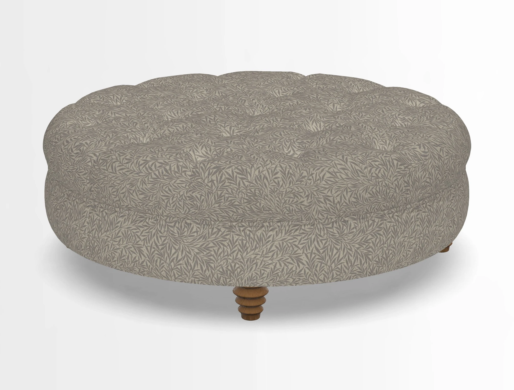 Helmsley Round Footstool in Linwood Omega Velvet Navy
