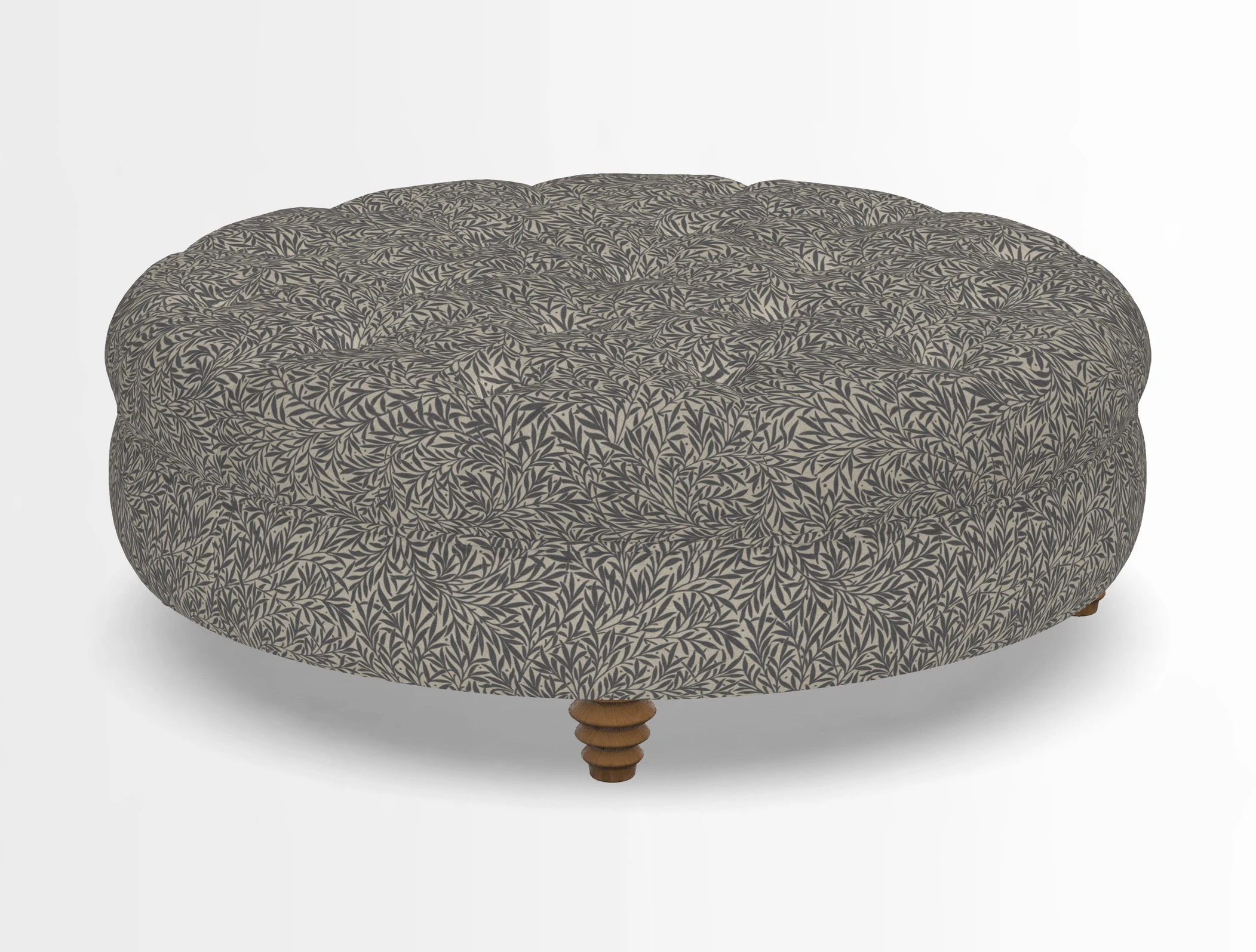 Helmsley Round Footstool in Linwood Omega Velvet Navy