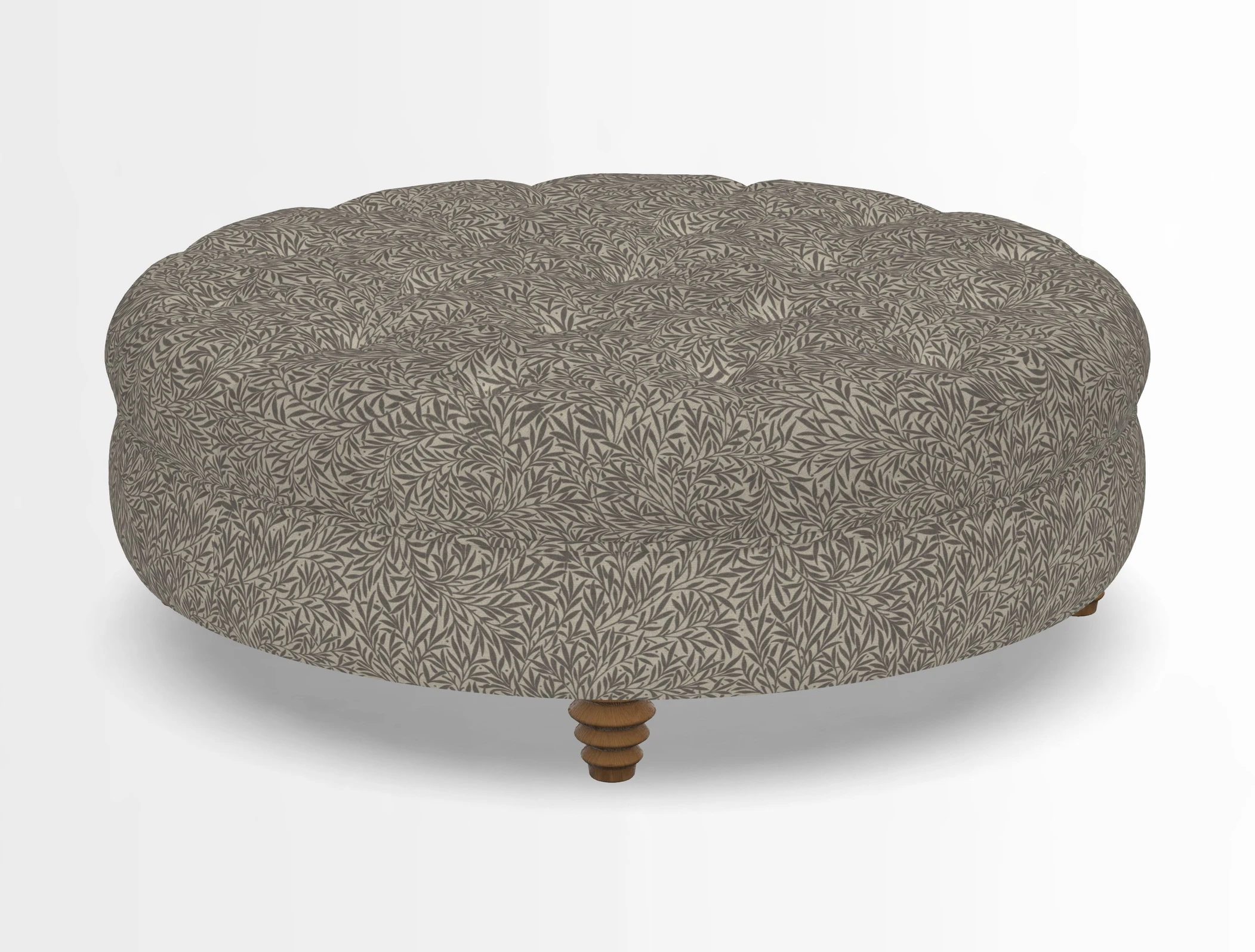 Helmsley Round Footstool in Linwood Omega Velvet Navy