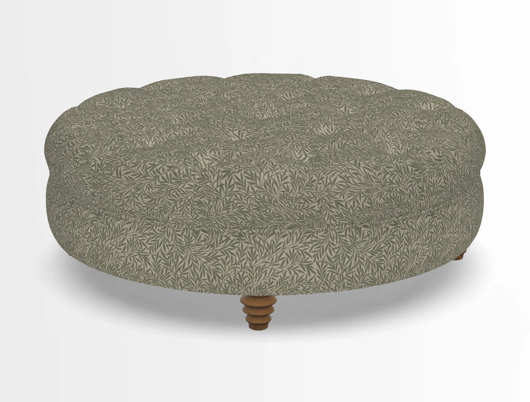 Helmsley Round Footstool in Linwood Omega Velvet Navy
