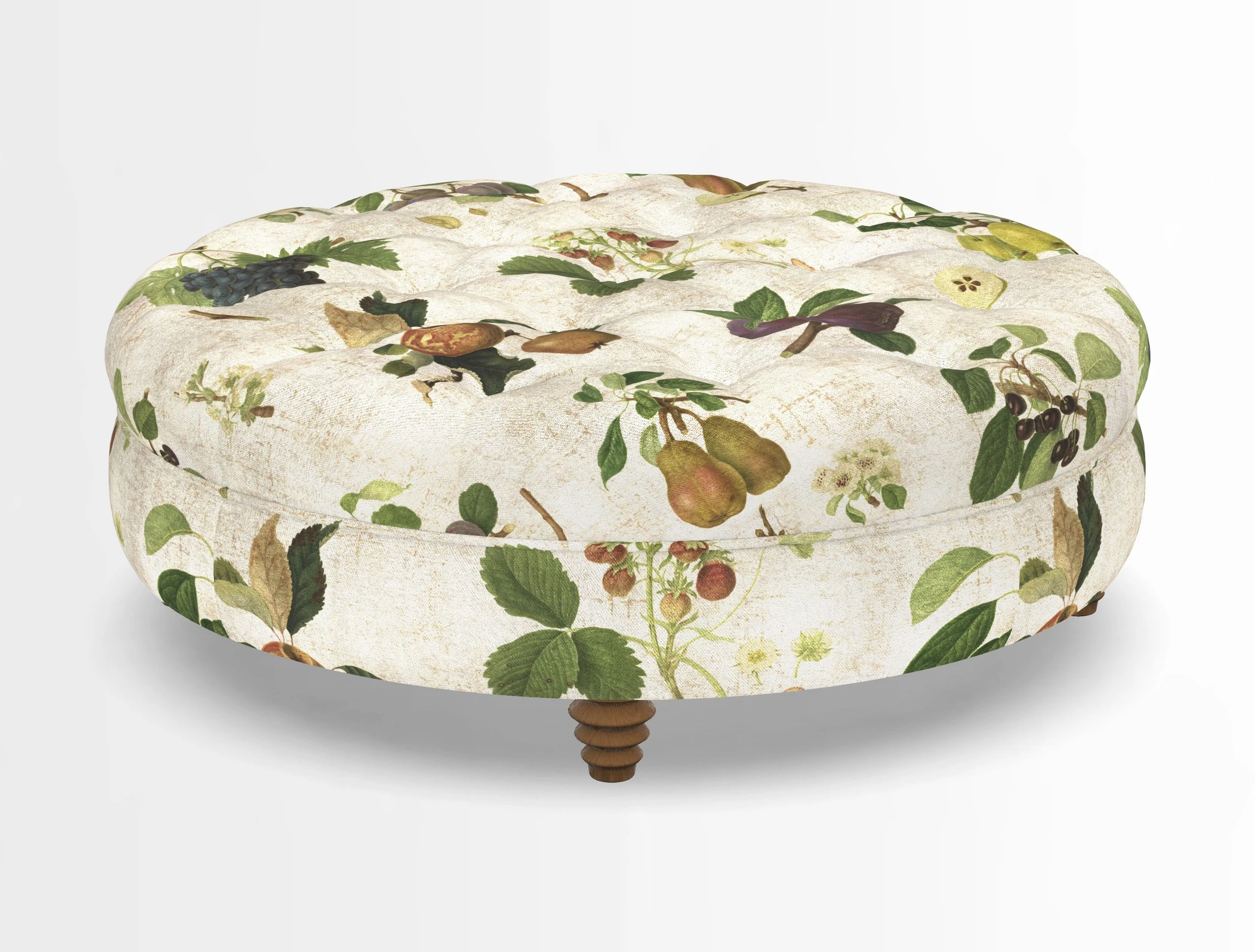 Helmsley Round Footstool in Linwood Omega Velvet Navy