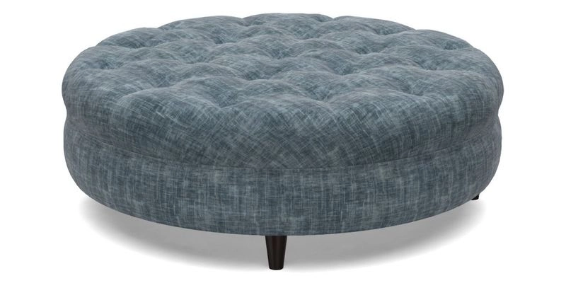 Helmsley Round Footstool in Linwood Omega Velvet Navy