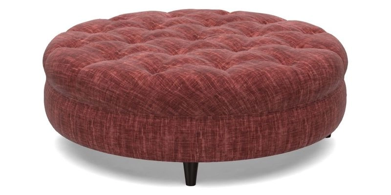 Helmsley Round Footstool in Linwood Omega Velvet Navy