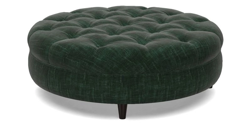 Helmsley Round Footstool in Linwood Omega Velvet Navy