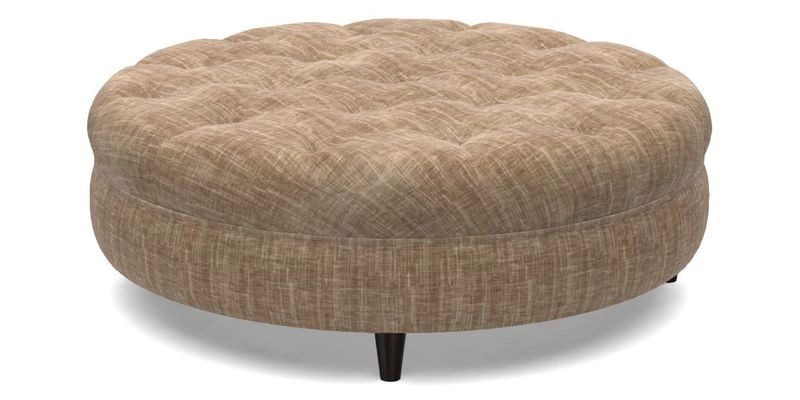 Helmsley Round Footstool in Linwood Omega Velvet Navy