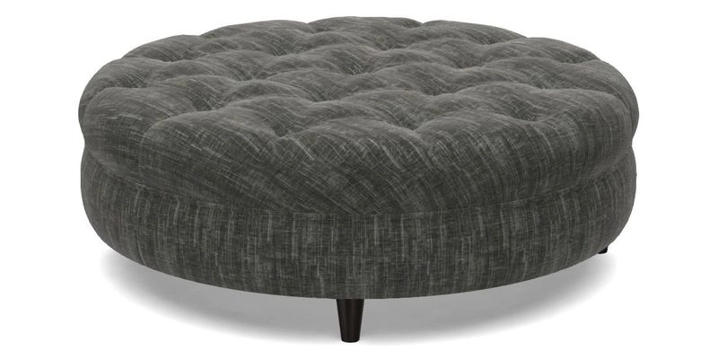Helmsley Round Footstool in Linwood Omega Velvet Navy