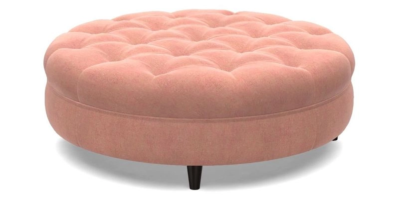 Helmsley Round Footstool in Linwood Omega Velvet Navy