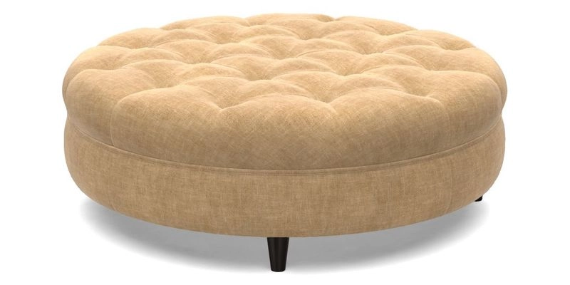 Helmsley Round Footstool in Linwood Omega Velvet Navy