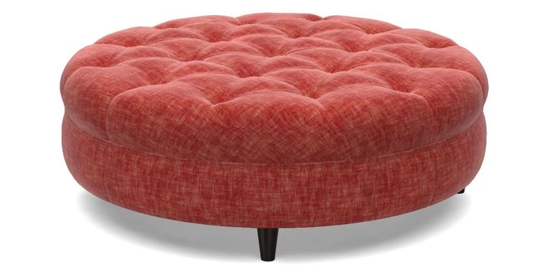 Helmsley Round Footstool in Linwood Omega Velvet Navy