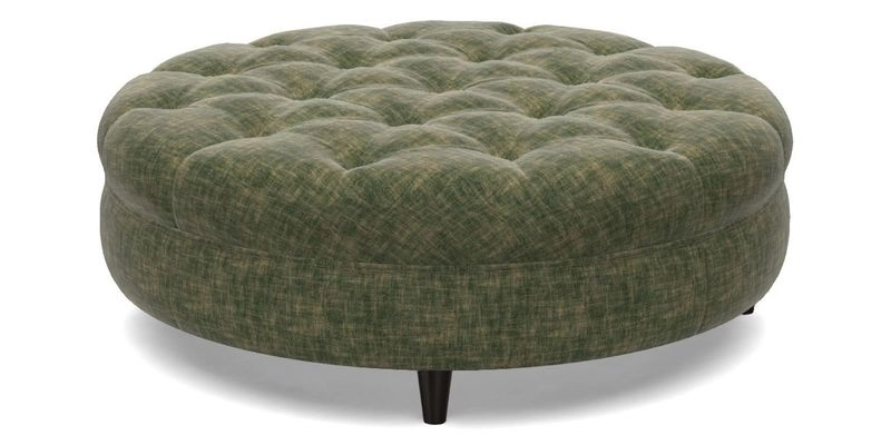 Helmsley Round Footstool in Linwood Omega Velvet Navy