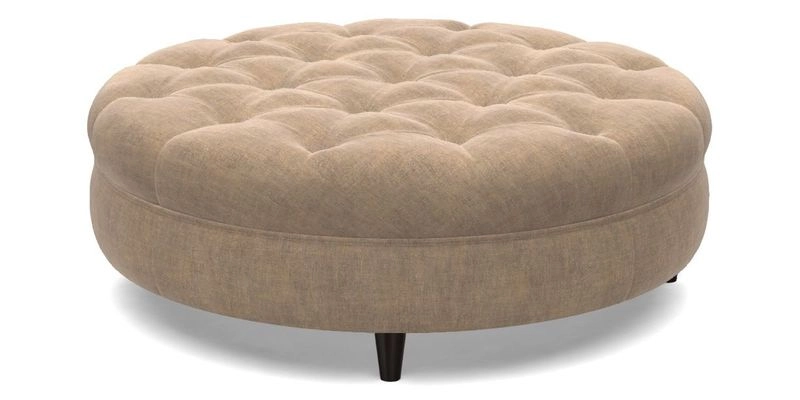 Helmsley Round Footstool in Linwood Omega Velvet Navy