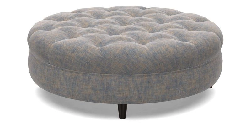Helmsley Round Footstool in Linwood Omega Velvet Navy