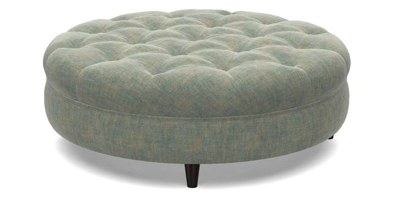 Helmsley Round Footstool in Linwood Omega Velvet Navy