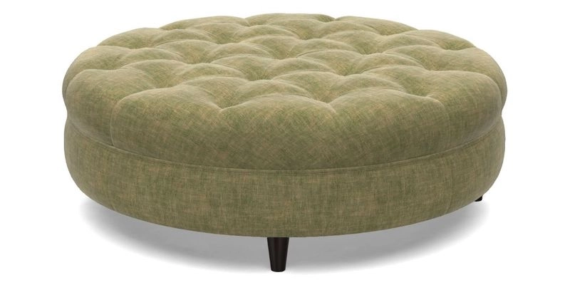 Helmsley Round Footstool in Linwood Omega Velvet Navy