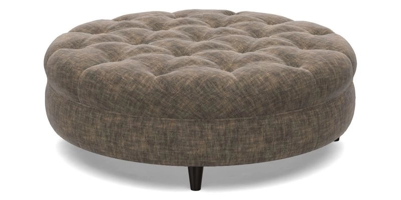 Helmsley Round Footstool in Linwood Omega Velvet Navy