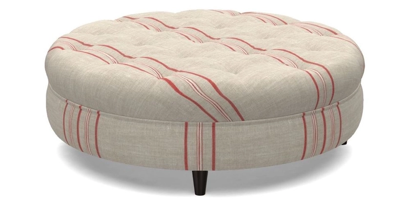 Helmsley Round Footstool in Linwood Omega Velvet Navy