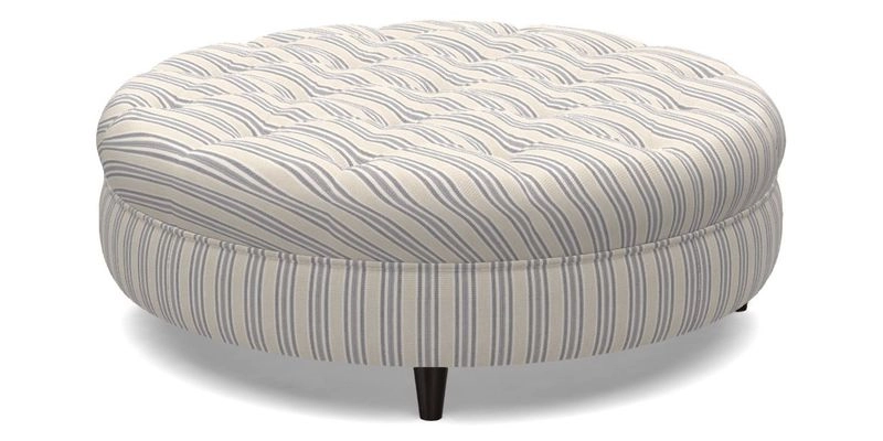 Helmsley Round Footstool in Linwood Omega Velvet Navy