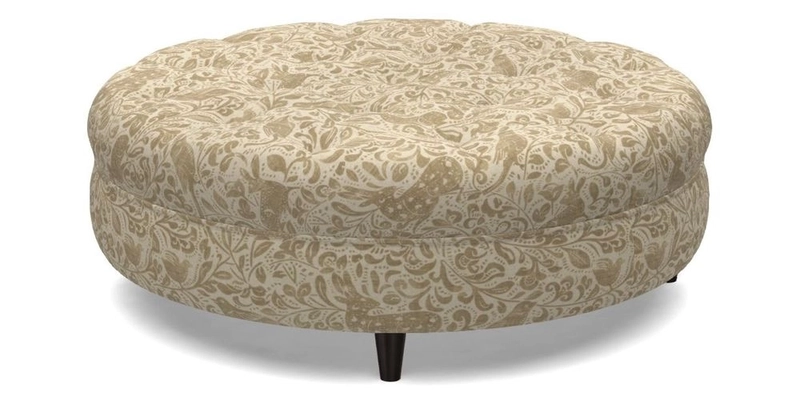 Helmsley Round Footstool in Linwood Omega Velvet Navy