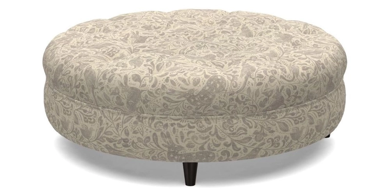 Helmsley Round Footstool in Linwood Omega Velvet Navy