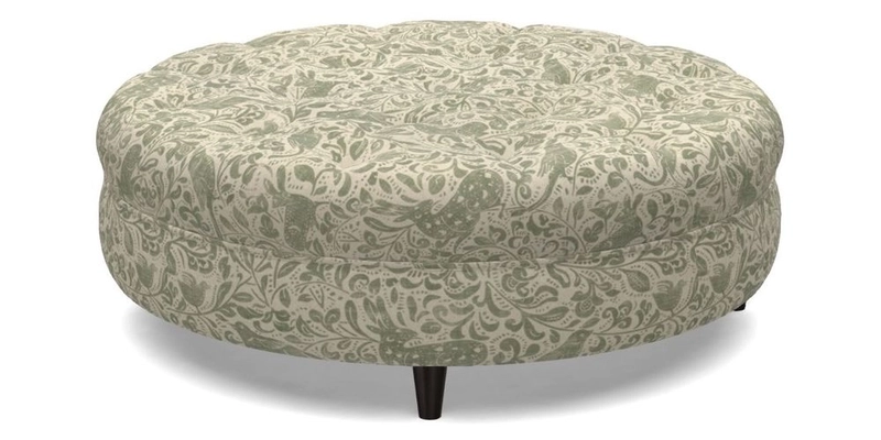 Helmsley Round Footstool in Linwood Omega Velvet Navy