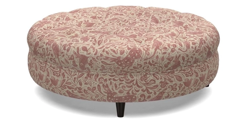 Helmsley Round Footstool in Linwood Omega Velvet Navy