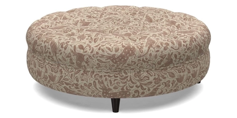 Helmsley Round Footstool in Linwood Omega Velvet Navy