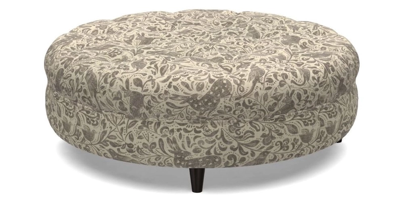 Helmsley Round Footstool in Linwood Omega Velvet Navy