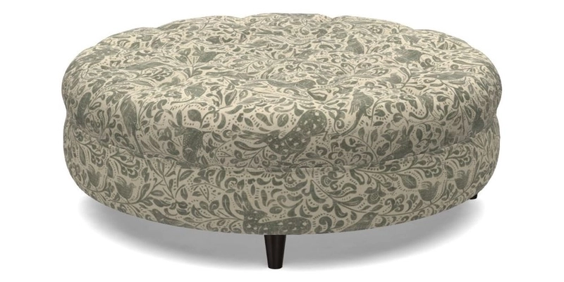 Helmsley Round Footstool in Linwood Omega Velvet Navy