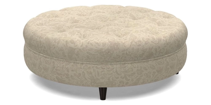 Helmsley Round Footstool in Linwood Omega Velvet Navy