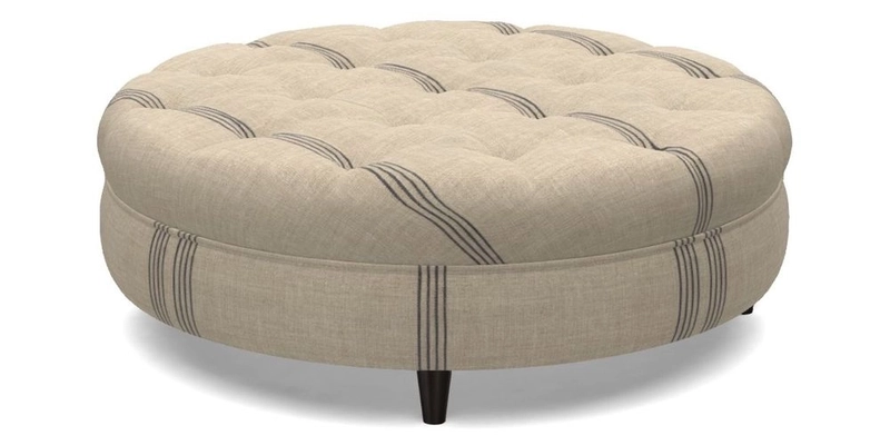 Helmsley Round Footstool in Linwood Omega Velvet Navy