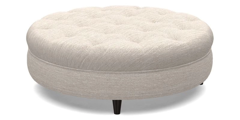 Helmsley Round Footstool in Linwood Omega Velvet Navy