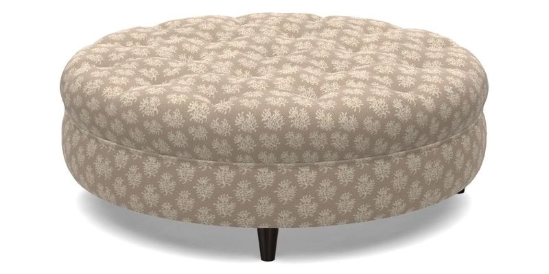Helmsley Round Footstool in Linwood Omega Velvet Navy