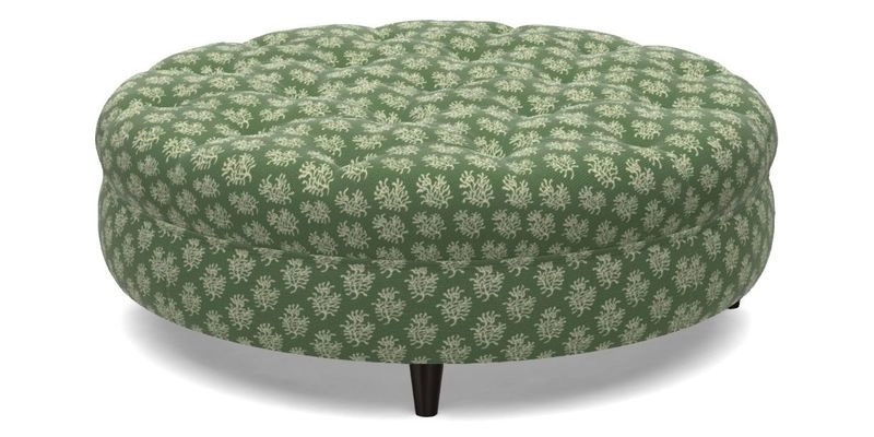Helmsley Round Footstool in Linwood Omega Velvet Navy