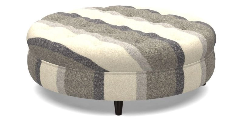 Helmsley Round Footstool in Linwood Omega Velvet Navy