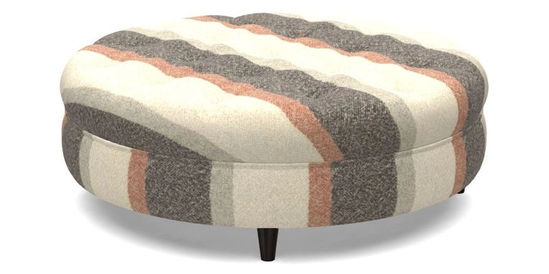 Helmsley Round Footstool in Linwood Omega Velvet Navy