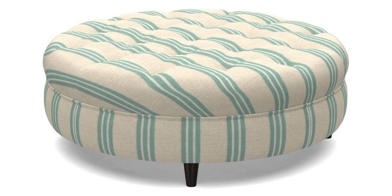 Helmsley Round Footstool in Linwood Omega Velvet Navy