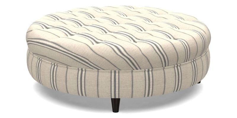 Helmsley Round Footstool in Linwood Omega Velvet Navy