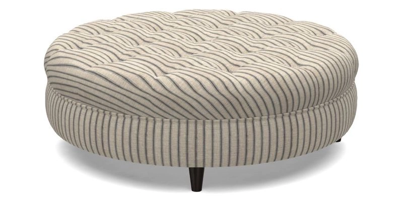 Helmsley Round Footstool in Linwood Omega Velvet Navy