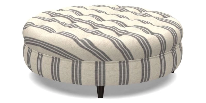 Helmsley Round Footstool in Linwood Omega Velvet Navy