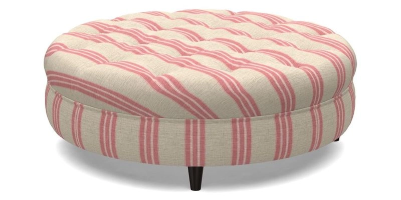Helmsley Round Footstool in Linwood Omega Velvet Navy