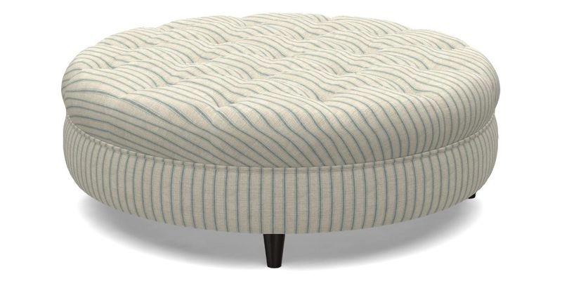 Helmsley Round Footstool in Linwood Omega Velvet Navy
