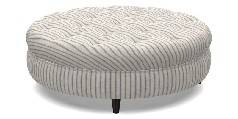 Helmsley Round Footstool in Linwood Omega Velvet Navy