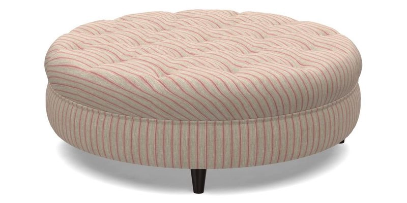 Helmsley Round Footstool in Linwood Omega Velvet Navy
