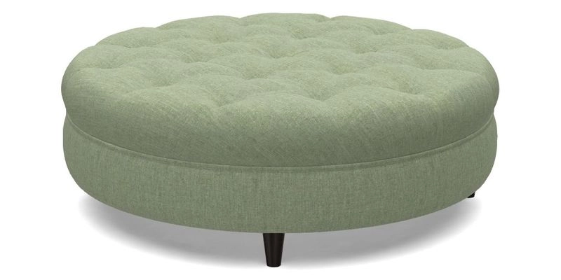 Helmsley Round Footstool in Linwood Omega Velvet Navy