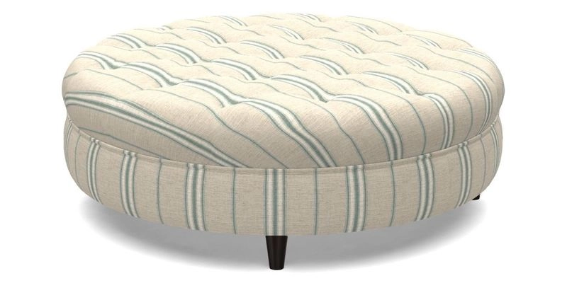 Helmsley Round Footstool in Linwood Omega Velvet Navy