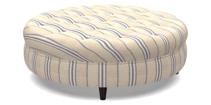 Helmsley Round Footstool in Linwood Omega Velvet Navy