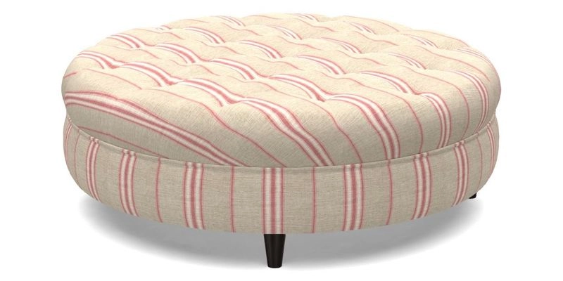 Helmsley Round Footstool in Linwood Omega Velvet Navy